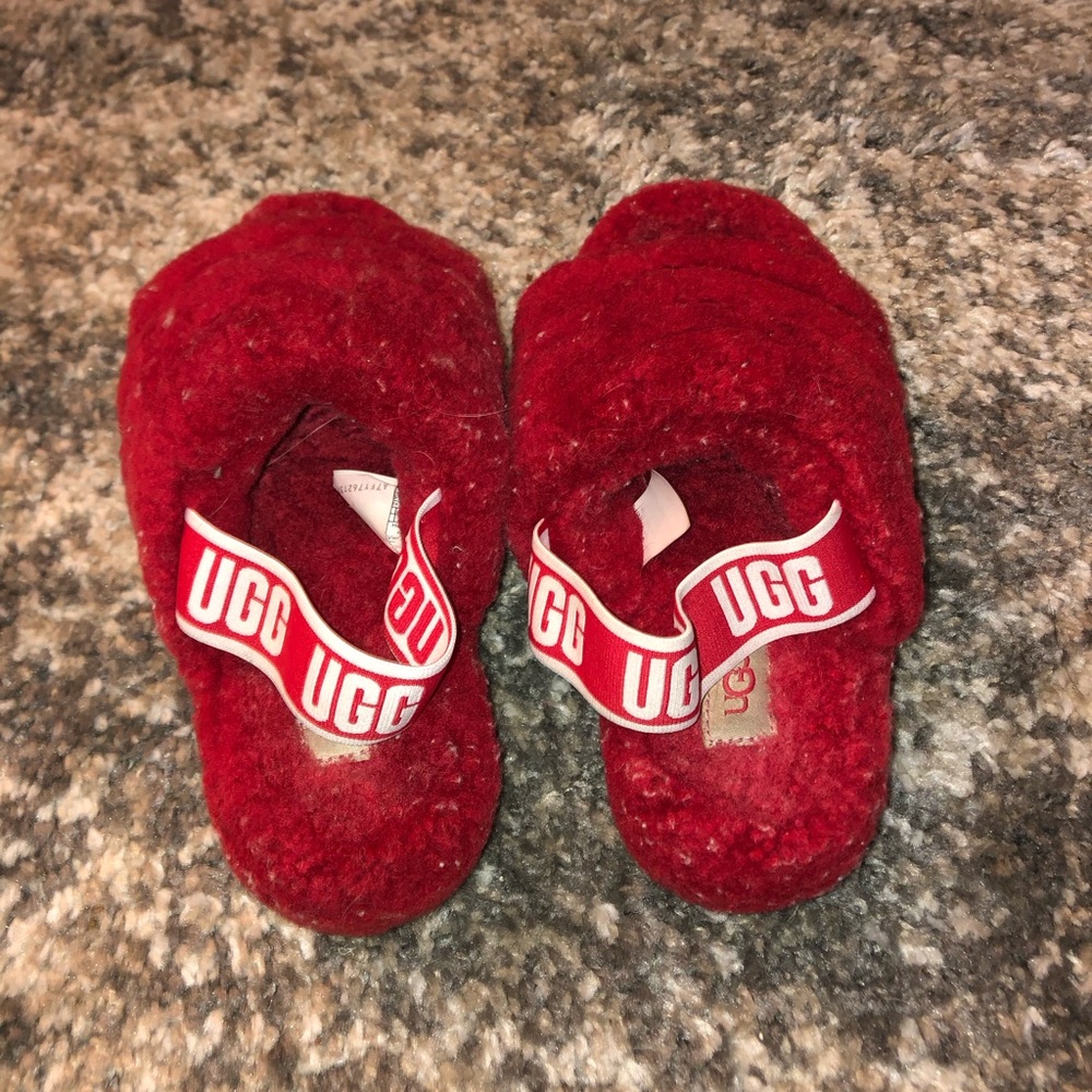 Red Ugg slippers, size small-medium(5-7)us